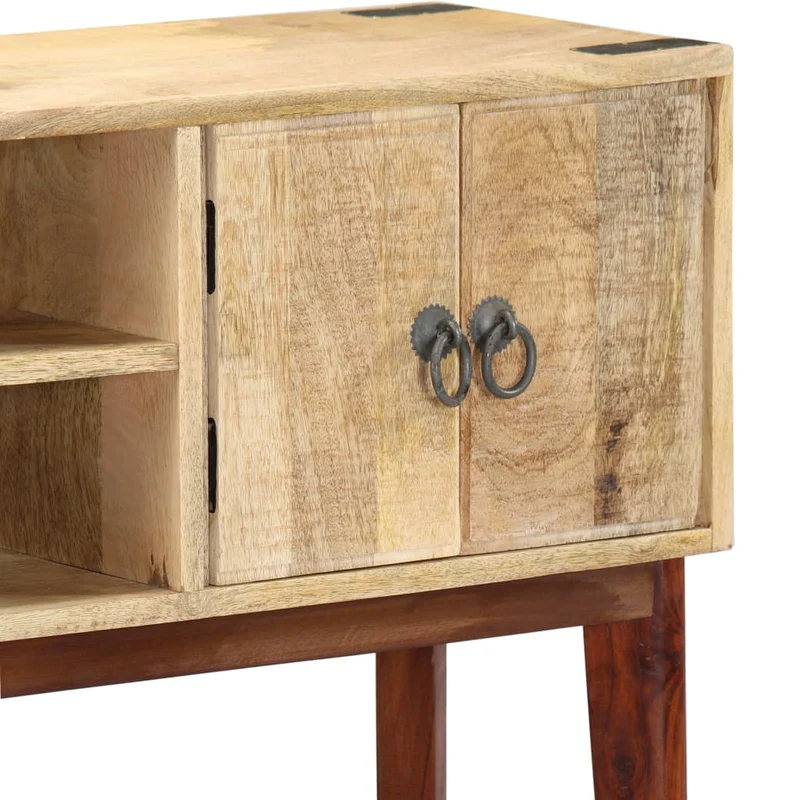 Table d'appoint console d'entrée meuble de salon avec compartiments de rangement 115 x 30 x 76 cm bois de manguier DEC031537