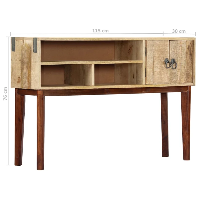 Table d'appoint console d'entrée meuble de salon avec compartiments de rangement 115 x 30 x 76 cm bois de manguier DEC031537