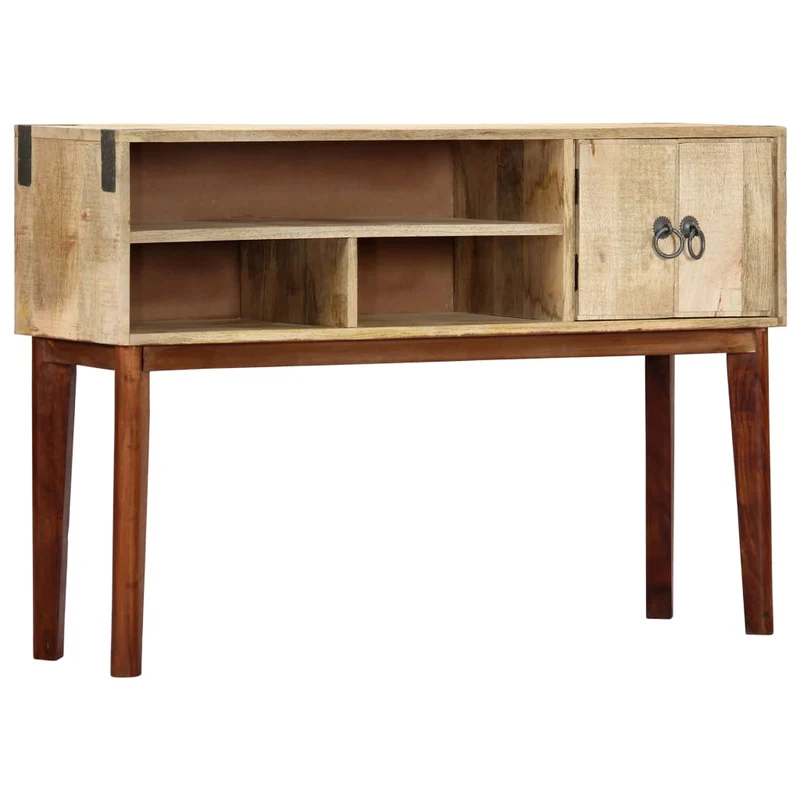 Table d'appoint console d'entrée meuble de salon avec compartiments de rangement 115 x 30 x 76 cm bois de manguier DEC031537