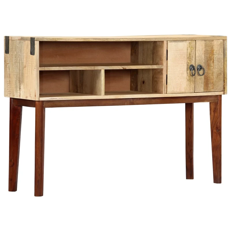 Table d'appoint console d'entrée meuble de salon avec compartiments de rangement 115 x 30 x 76 cm bois de manguier DEC031537
