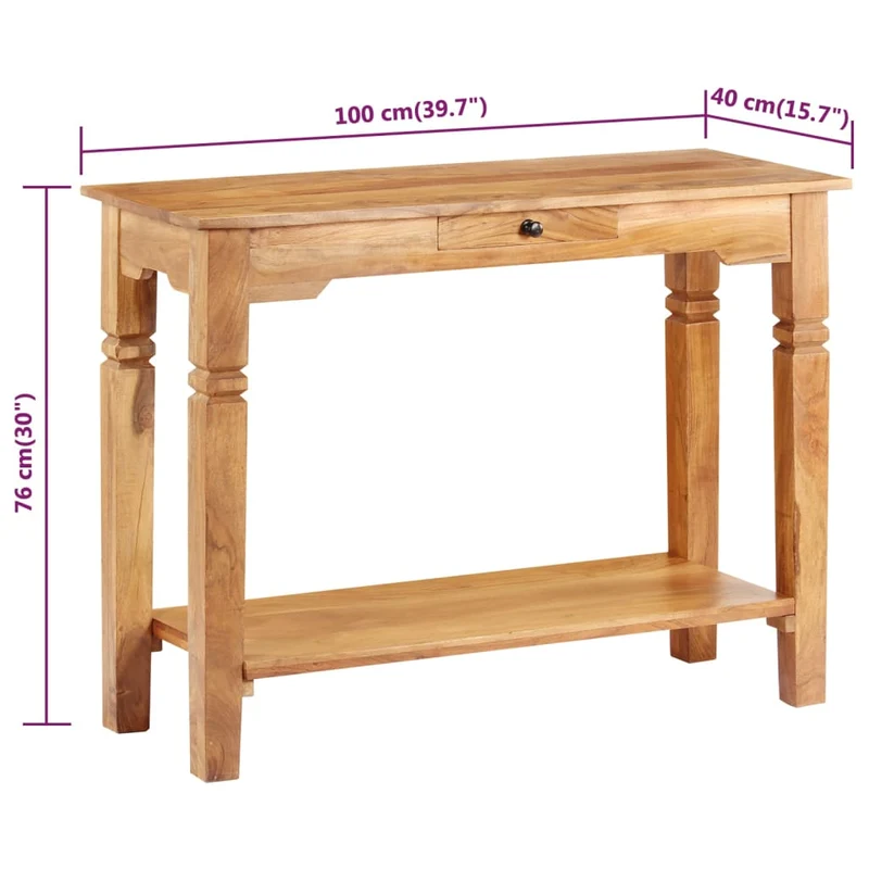 Table d'appoint console d'entrée meuble de salon avec tiroir 100 x 40 x 76 cm bois d'acacia DEC031500