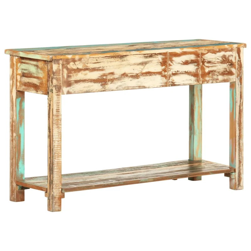 Table d'appoint console d'entrée meuble de salon avec tiroirs 120 x 40 x 75 cm bois solide de récupération multicolore DEC031558