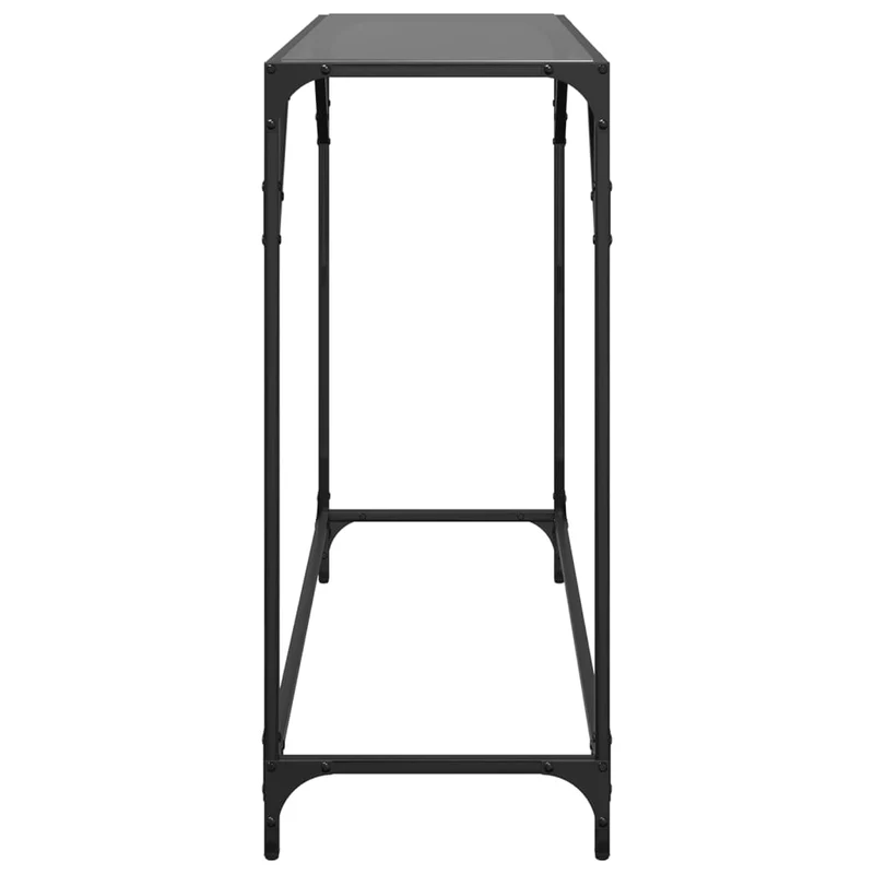 Table console avec dessus en verre et acier noir 98 x 35 x 81 cm DEC031345