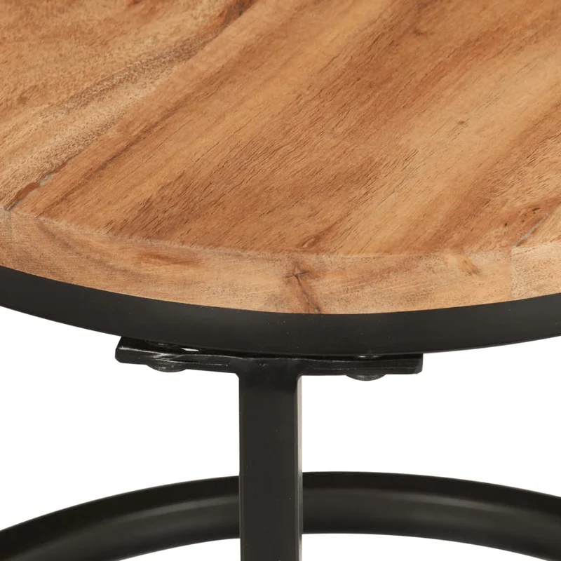 Set de 3 tables basse gigognes en bois massif d'acacia et fer DEC031326
