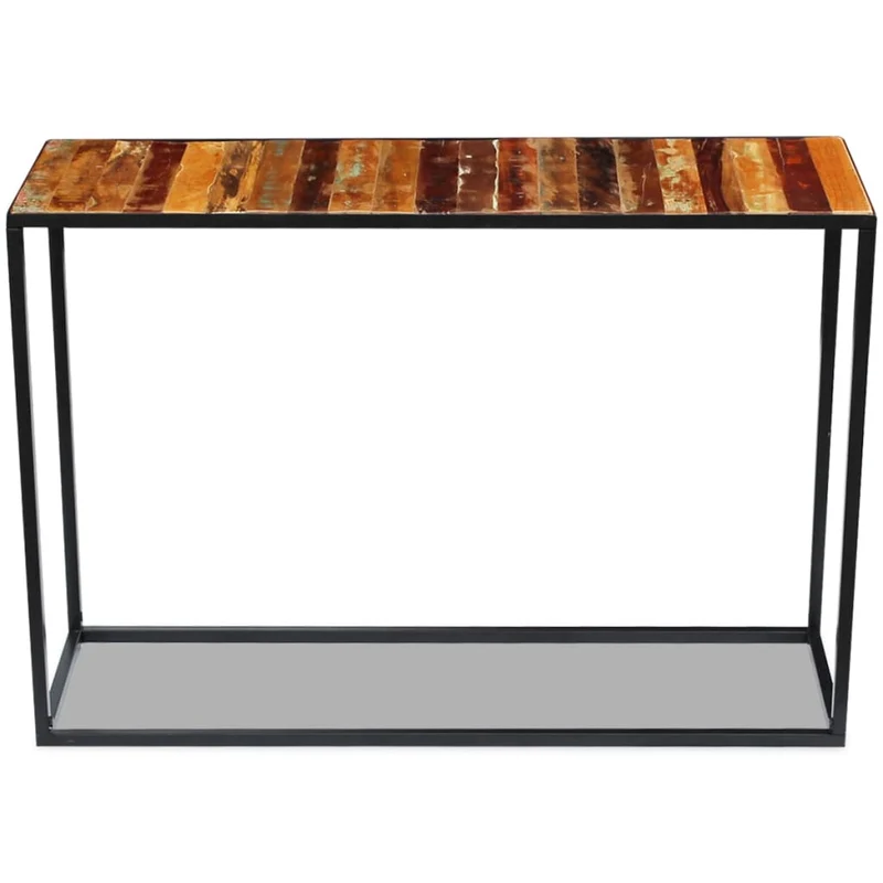 Table console bois de récupération massif 110 x 35 x 76 cm multicolore DEC031741
