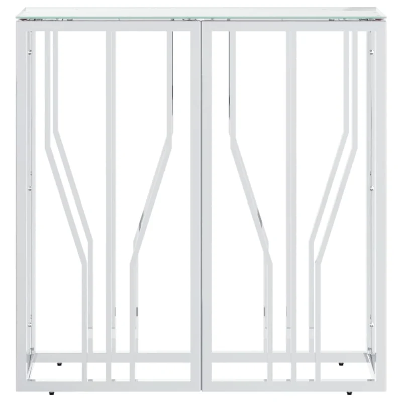 Table console meuble d'entrée 70 x 30 x 70 cm acier inoxydable argenté et verre trempé DEC031564