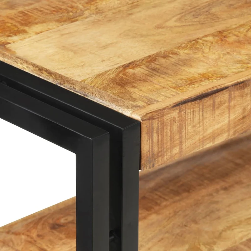 Table console d'entrée fonctionnel et stylé avec étagère 120 x 30 x 75 cm bois de manguier brut brun DEC031549