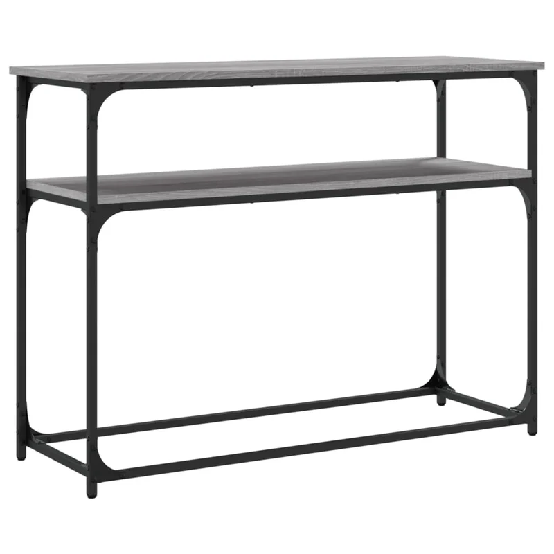Meuble console d'entrée moderne avec étagère 100 x 35,5 x 75 cm bois d'ingénierie gris DEC032199
