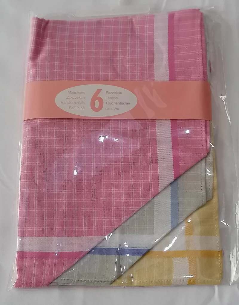 Lot de 6 / 12 / 24 Mouchoirs tissu lavable - 28cm x 28cm - 100% COTON - FEMME -
