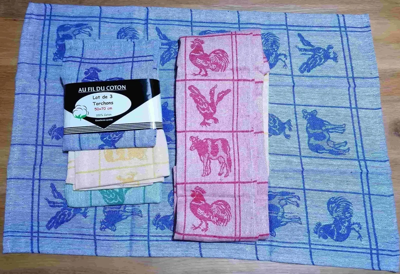 Lot 6 / 12 / 24 GRANDS torchons Campagne 50x70cm 225Gr/M² vaisselle cuisine