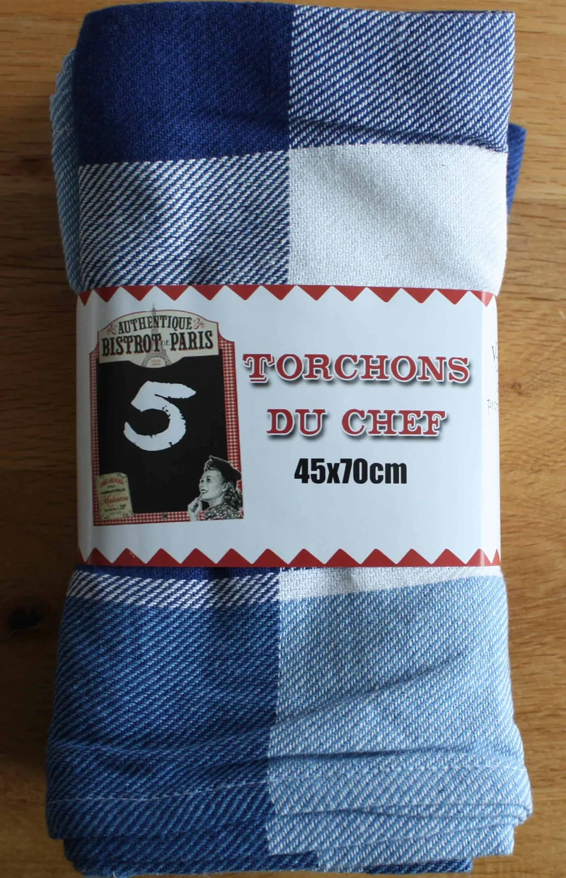 Lot de 5 Grands torchons en Coton mélangé - 45x70cm - Qualité Professionnelle - 6 COLORIS -
