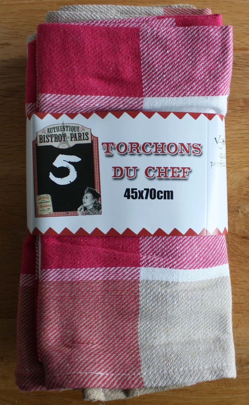 Lot de 5 Grands torchons en Coton mélangé - 45x70cm - Qualité Professionnelle - 6 COLORIS -