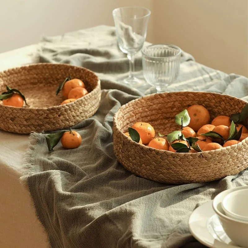 Panier de rangement rond tissé à la main