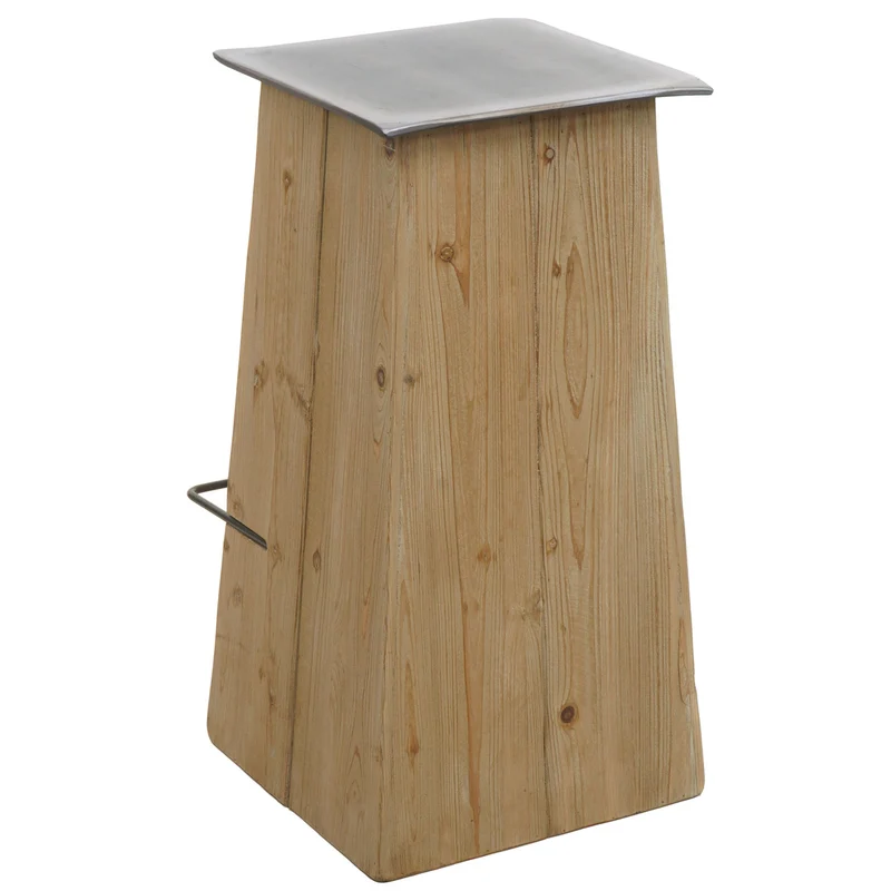 Tabouret de bar avec repose-pieds design rustique industriel en bois massif naturel et MDF 04_0008585