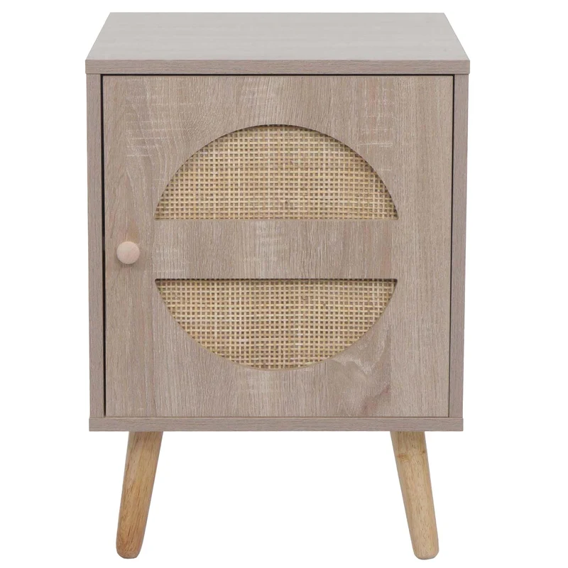 Table de chevet table d'appoint deux compartiments de rangement en kubu bois aspect chêne et MDF 56x40x40 cm 04_0008529