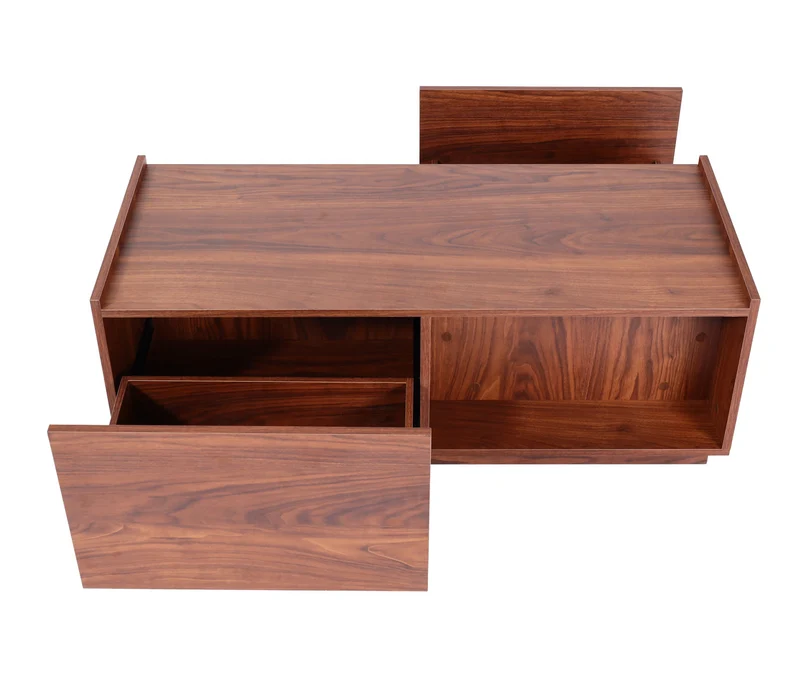 Table basse table de salon table d'appoint avec tiroir 110x50x40 cm MDF aspect noyer 04_0008431