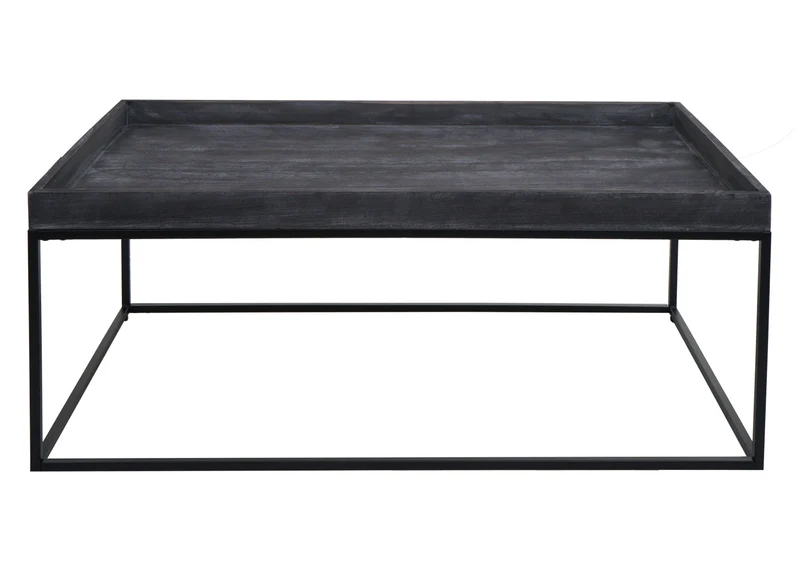 Table basse table d'appoint 46 x 110 x 60 cm en bois gris foncé et métal 04_0008433