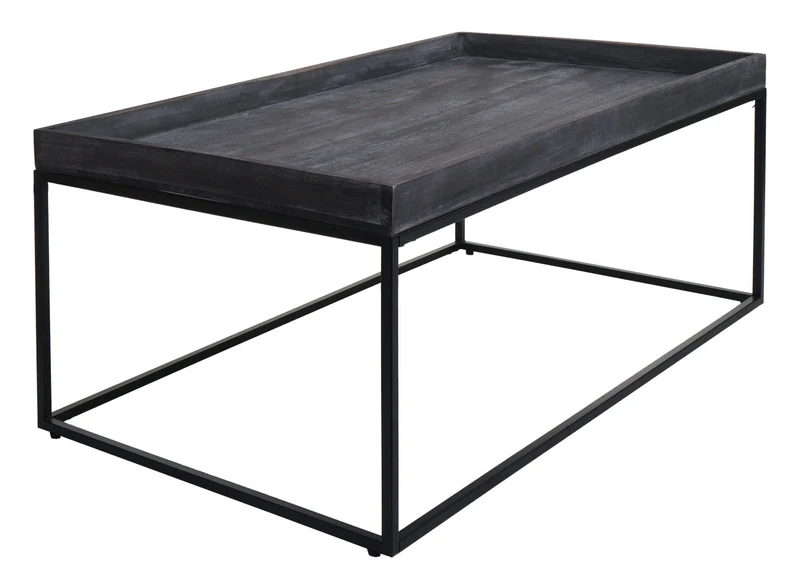 Table basse table d'appoint 46 x 110 x 60 cm en bois gris foncé et métal 04_0008433