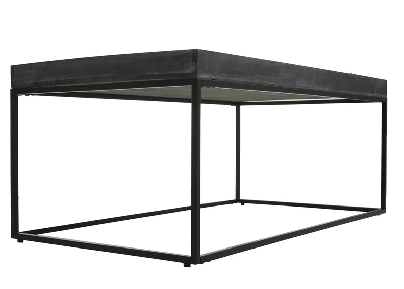 Table basse table d'appoint 46 x 110 x 60 cm en bois gris foncé et métal 04_0008433