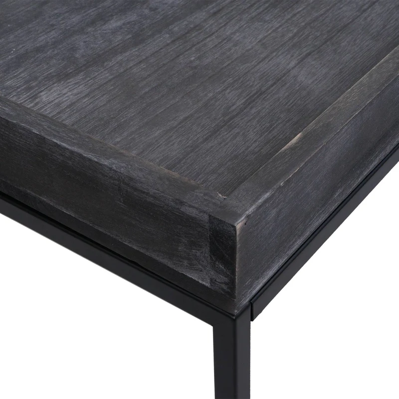 Table basse table d'appoint 46 x 110 x 60 cm en bois gris foncé et métal 04_0008433