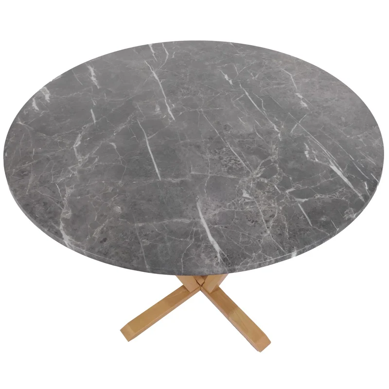 Table de bistro table à manger diamètre 92 cm en bois et HDF aspect marbre 04_0008526
