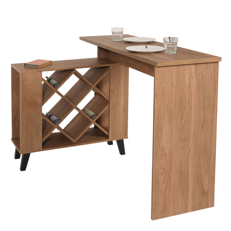 Table de bar comptoir table casier à vin compartiments de rangement 93 x 120 x 98 cm MDF marron 04_0008515