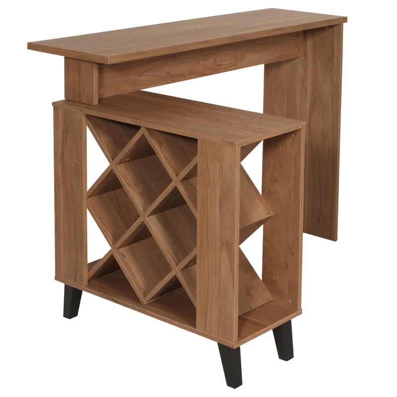 Table de bar comptoir table casier à vin compartiments de rangement 93 x 120 x 98 cm MDF marron 04_0008515