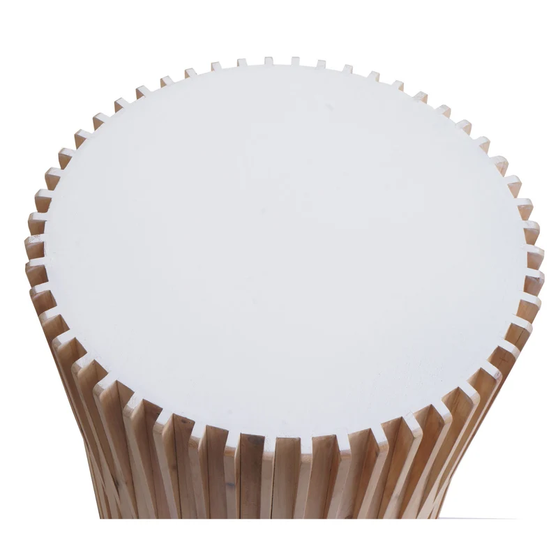 Table d'appoint table de salon support de plantes en bois de sapin et MDF diamètre 51 cm blanc 04_0008505