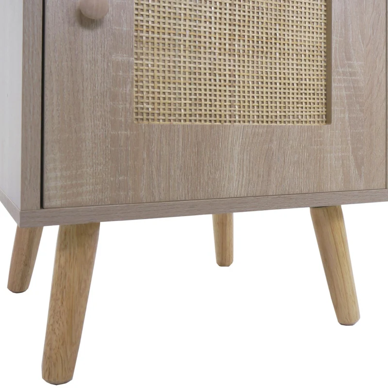 Table d'appoint table basse table de chevet compartiments de rangement avec tiroir kubu rotin MDF aspect chêne 04_0008504