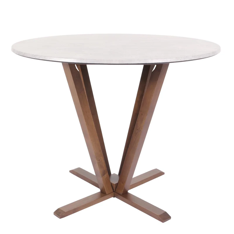 Table bistro table à manger en bois diamètre 92 cm HDF aspect béton structure marron 04_0008483