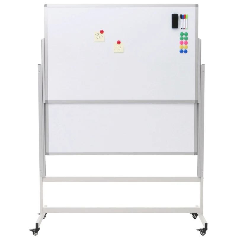 Tableau blanc mobile avec 2 tableaux réglable en hauteur avec accessoires 101 x 69 cm 04_0008573