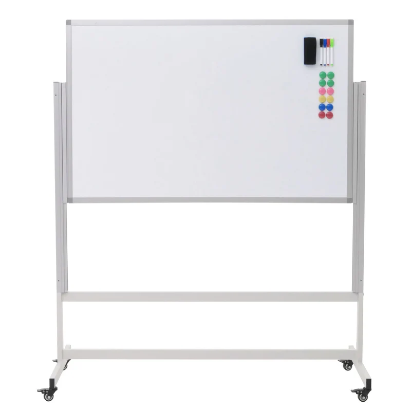 Tableau blanc mobile avec 2 tableaux réglable en hauteur avec accessoires 101 x 69 cm 04_0008573