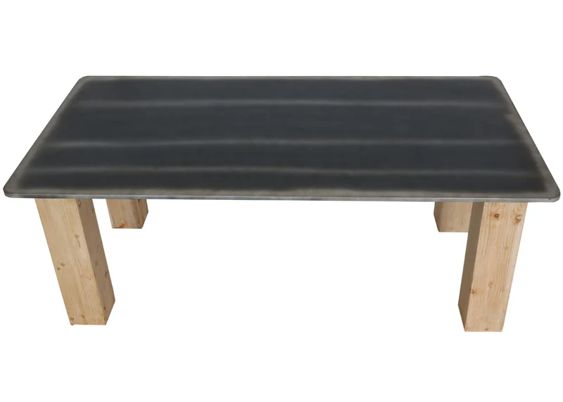 Table à manger design industriel en bois 200 x 100 cm naturel avec aspect métal 04_0008565