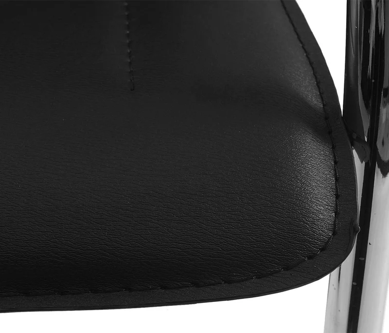 Lot de 6 chaises de salle à manger chaise de conférence assise en PVC noir structure acier chromé 04_0007780