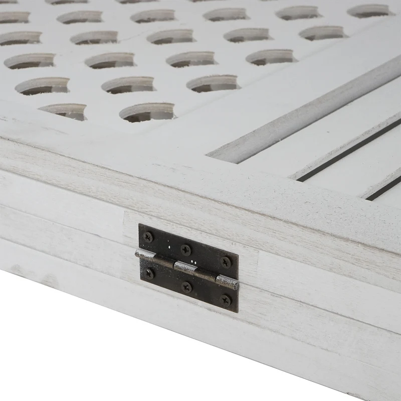 Paravent 4 panneaux cloison de séparation 170 x 161 cm en bois blanc 04_0008629