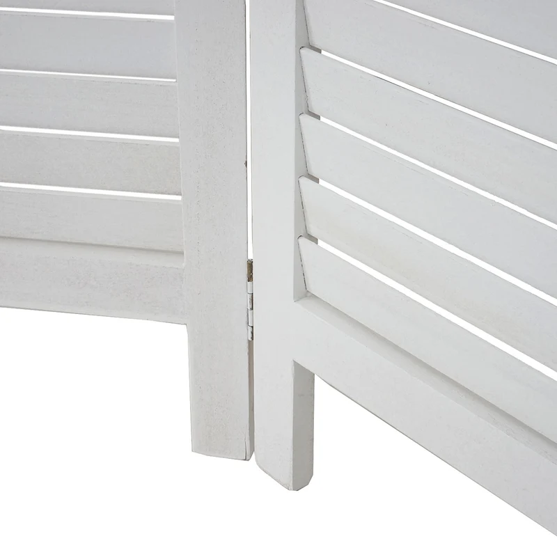 Paravent 4 panneaux cloison de séparation 170 x 161 cm en bois blanc 04_0008629