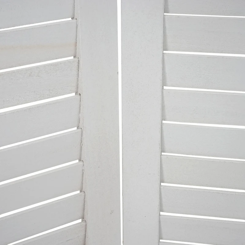 Paravent 4 panneaux cloison de séparation 170 x 161 cm en bois blanc 04_0008629