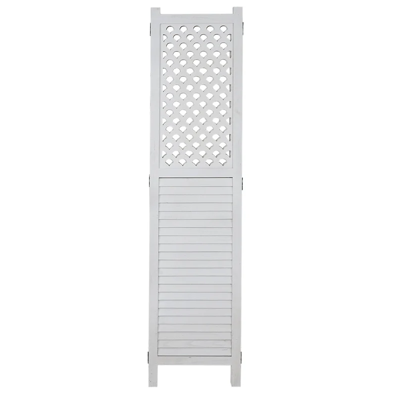Paravent 4 panneaux cloison de séparation 170 x 161 cm en bois blanc 04_0008629