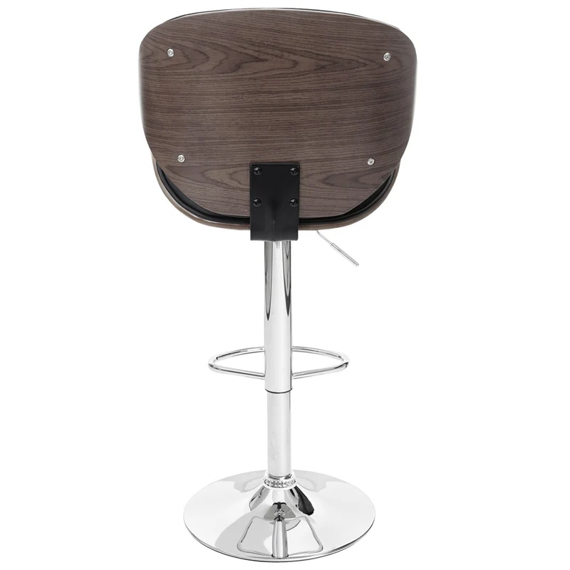 Tabouret de bar x1 pivotant design rétro PVC noir coque d'assise en bois courbé 04_0008579