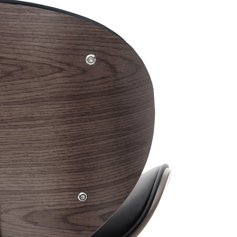 Tabouret de bar x1 pivotant design rétro PVC noir coque d'assise en bois courbé 04_0008579