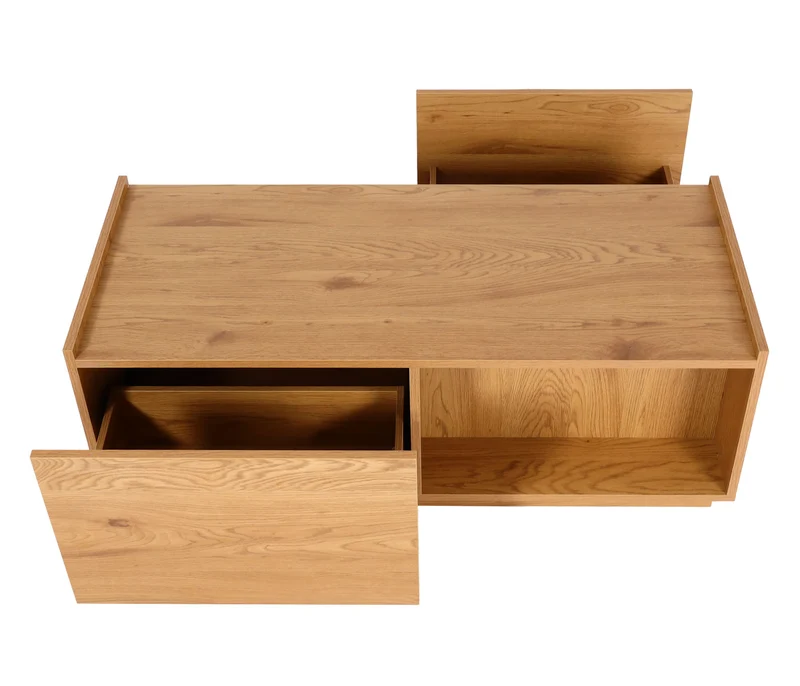 Table basse salon table d'appoint avec tiroirs 110x50x40 cm MDF aspect chêne 04_0008430