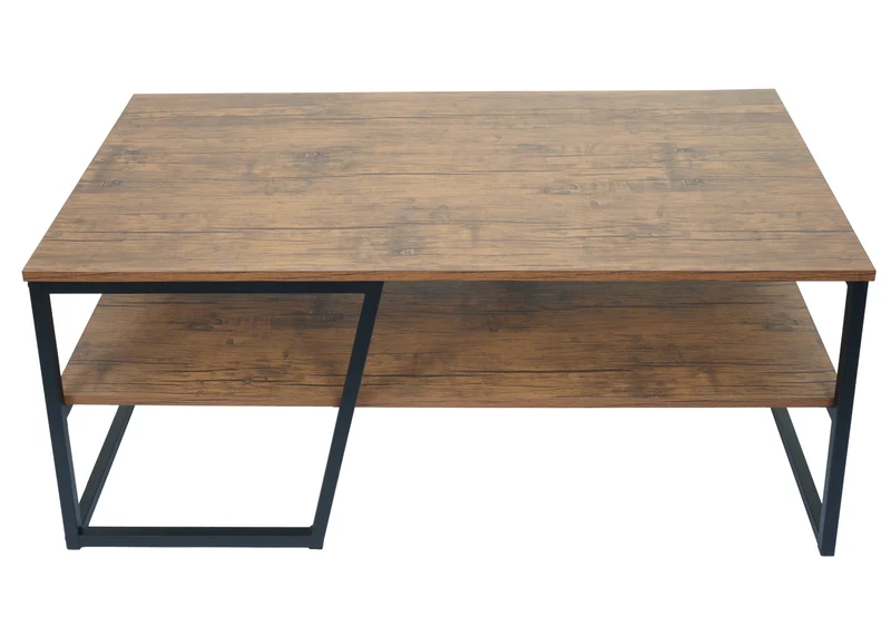 Table basse table d'appoint 46x110x60 cm en métal aspect chêne sauvage 04_0008422
