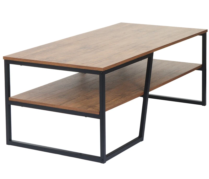 Table basse table d'appoint 46x110x60 cm en métal aspect chêne sauvage 04_0008422