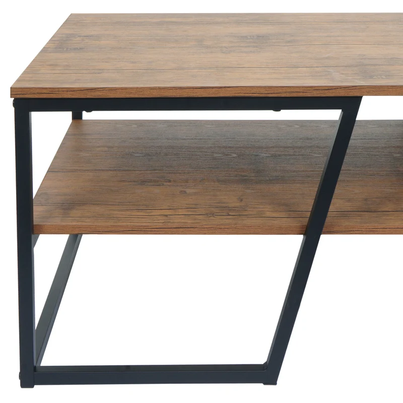 Table basse table d'appoint 46x110x60 cm en métal aspect chêne sauvage 04_0008422