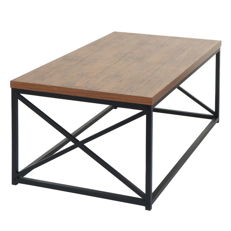 Table basse surface avec structure 3D et revêtement PVC 44x110x60 cm aspect chêne sauvage 04_0008423