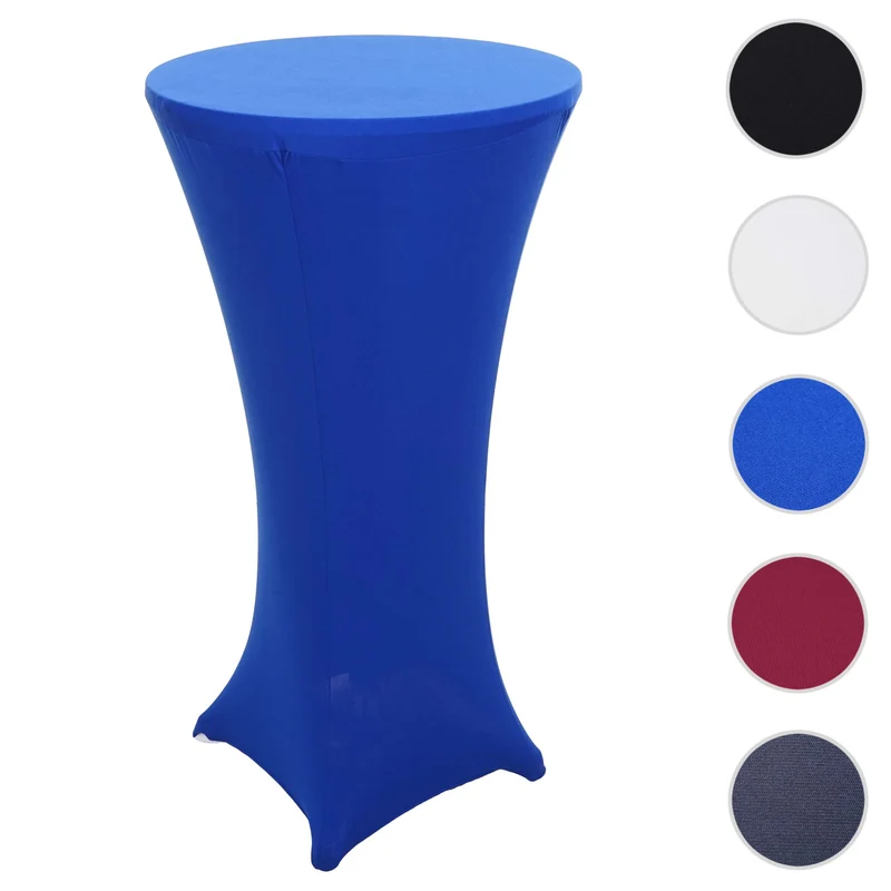 Ensemble table de bar + housse de table de bar réglable en hauteur diamètre 60 cm housse bleu 04_0006776