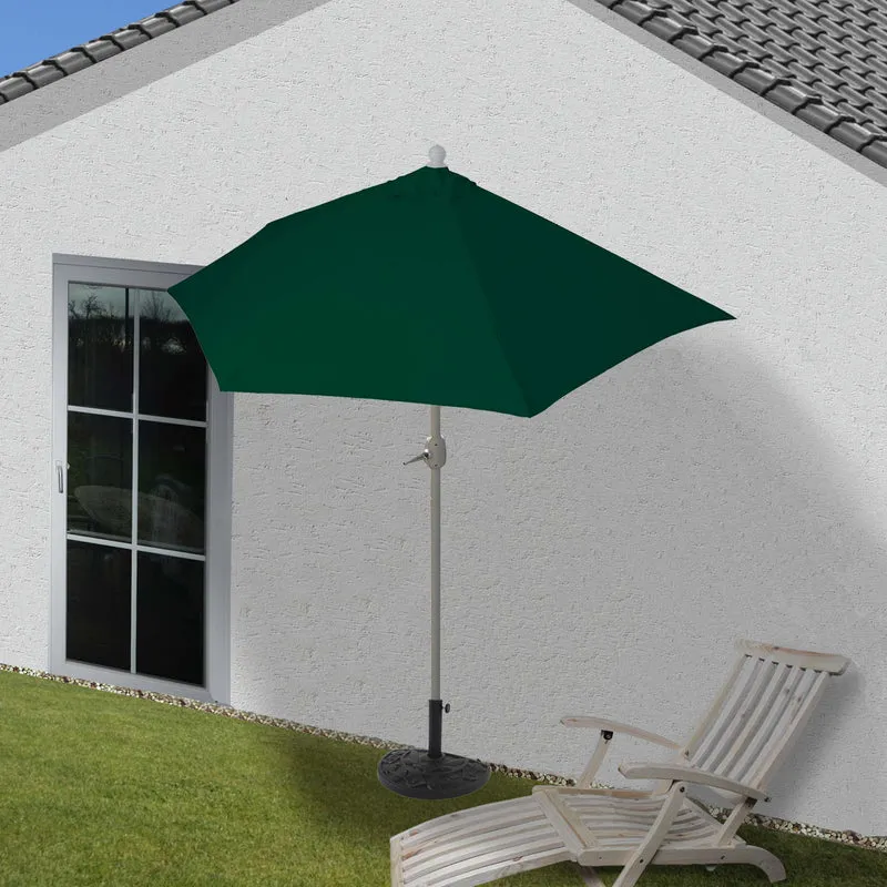 Parasol demi-rond pour balcon uv 50+ polyester/aluminium 3kg 270 cm vert avec pied 04_0007905