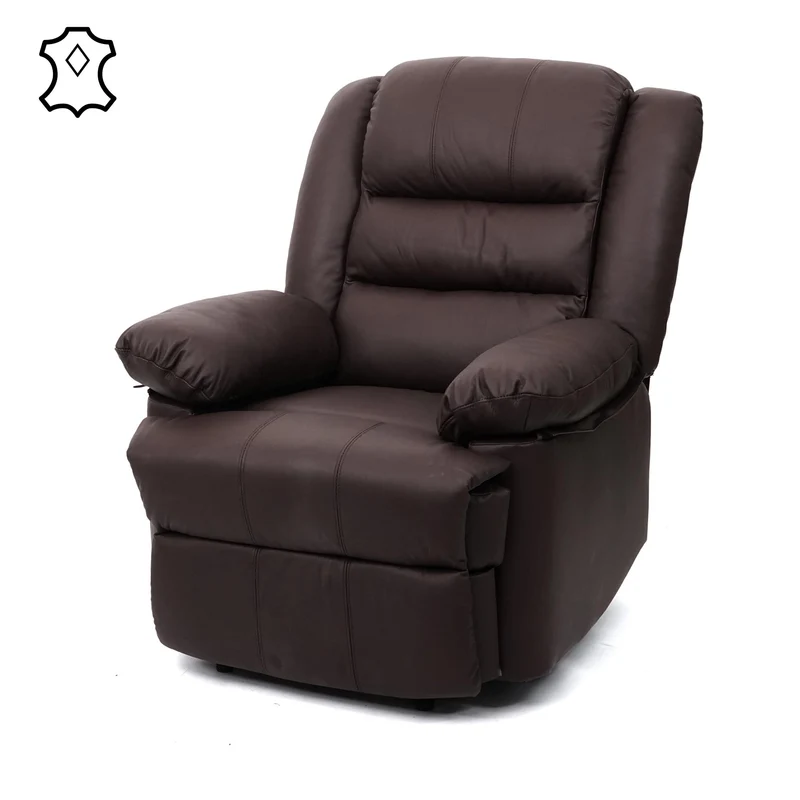 Fauteuil relax TV inclinable large et confortable en cuir et PVC marron 101x87x100 cm 04_0006883