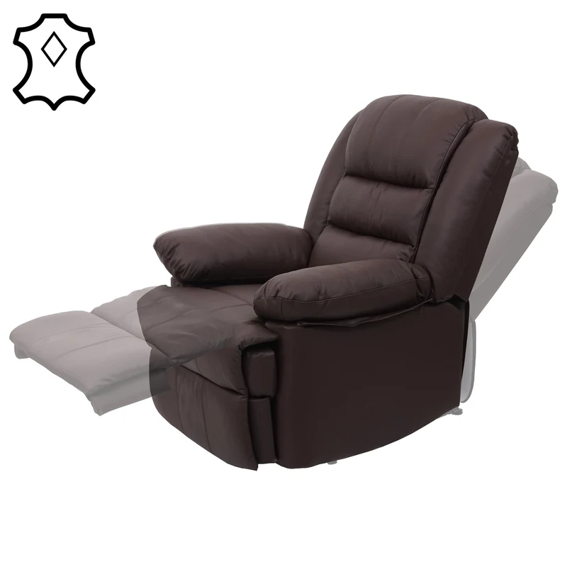 Fauteuil relax TV inclinable large et confortable en cuir et PVC marron 101x87x100 cm 04_0006883