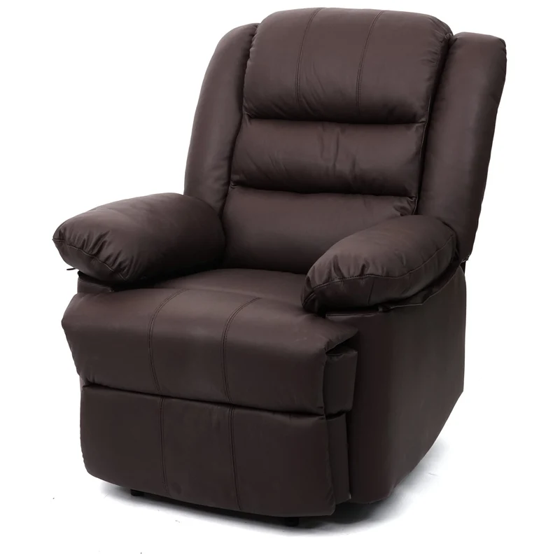 Fauteuil relax TV inclinable large et confortable en cuir et PVC marron 101x87x100 cm 04_0006883